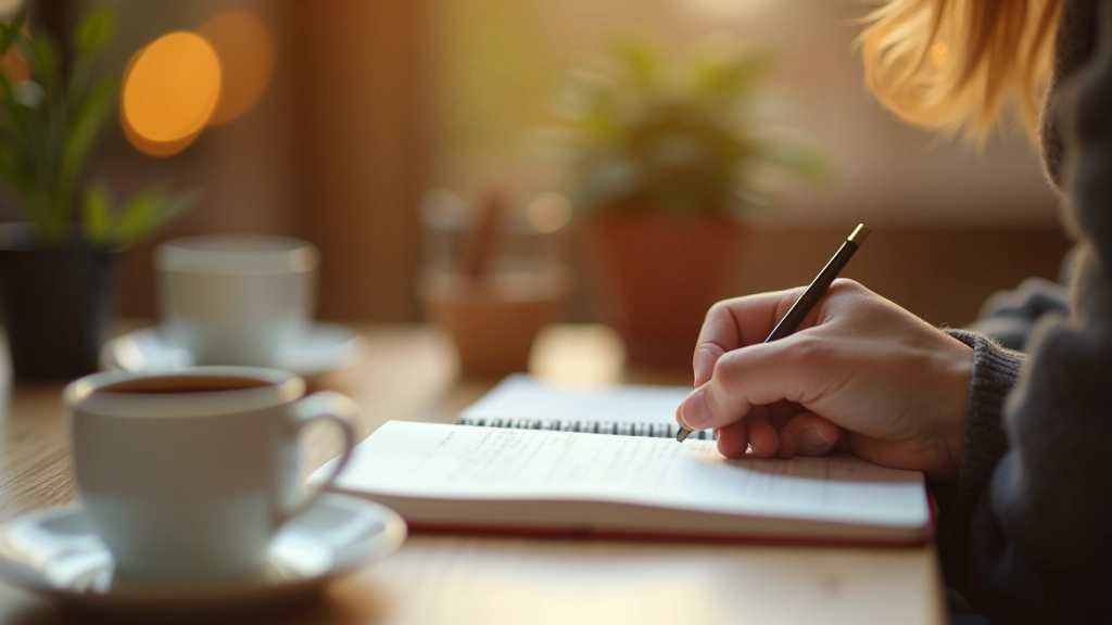 Personne écrivant ses réflexions dans un carnet