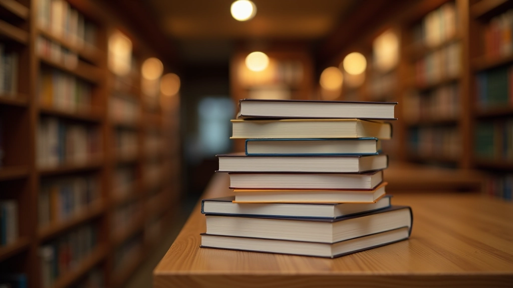 Rangée de livres d'introduction colorés sur une étagère de bibliothèque avec des lumières chaudes
